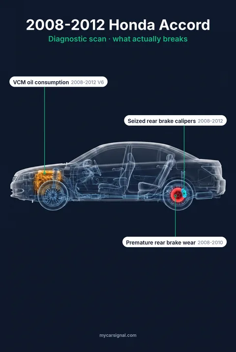 2008-2012 Honda Accord cutaway diagram of its documented faults