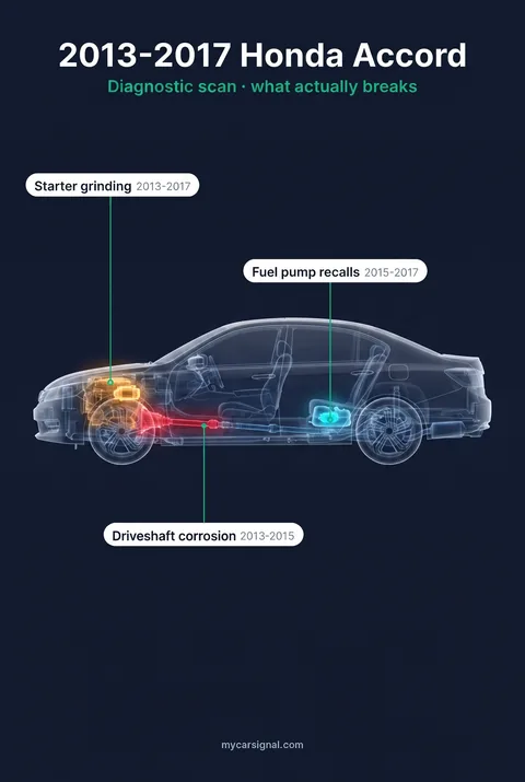 2013–2017 Honda Accord cutaway diagram of its documented faults