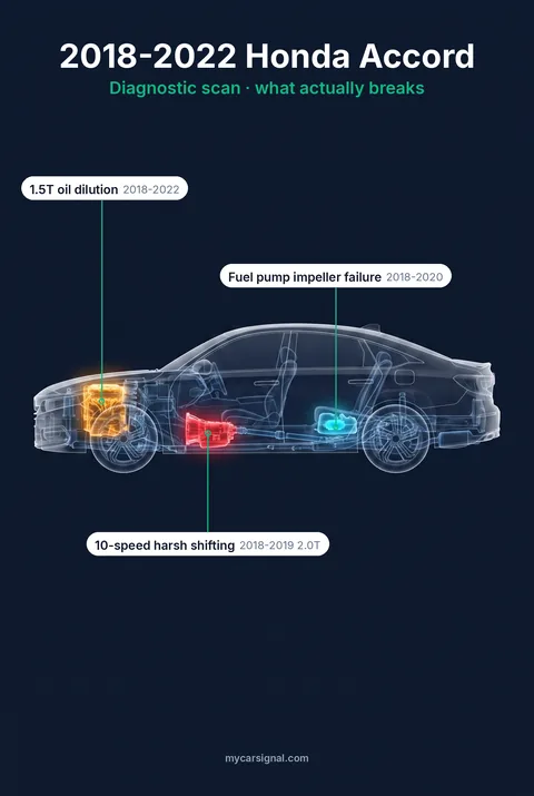 2018–2022 Honda Accord cutaway diagram of its documented faults