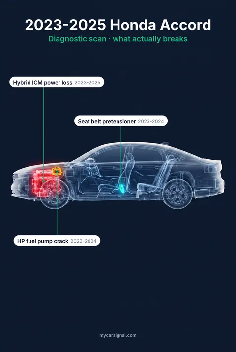 2023-2025 Honda Accord cutaway diagram of its documented faults
