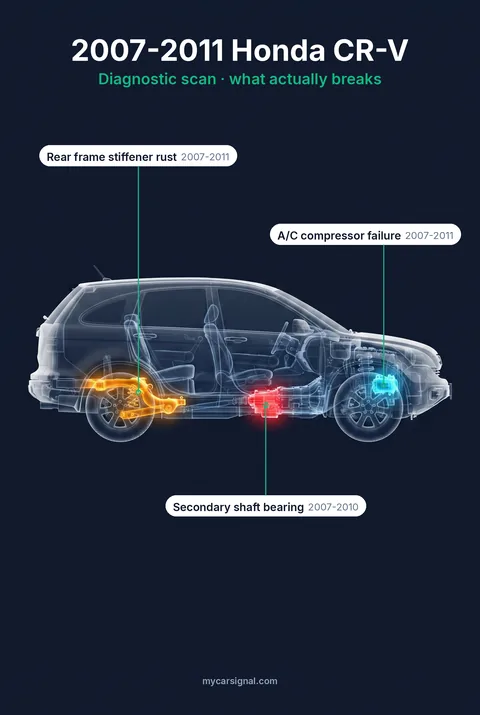 2007–2011 Honda CR-V cutaway diagram of its documented faults