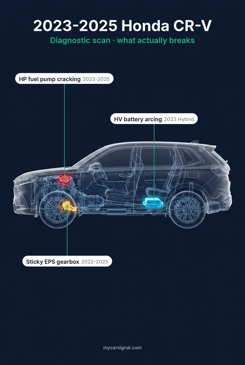 2023-2025 Honda CR-V cutaway diagram of its documented faults