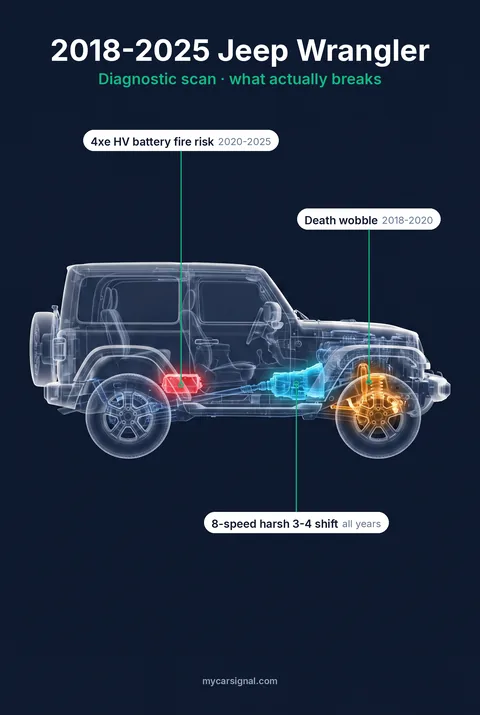 2018–present Jeep Wrangler JL cutaway diagram of its documented faults