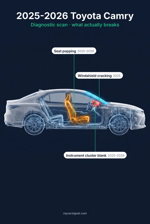 2025–2026 Toyota Camry (XV80) cutaway diagram of its documented faults