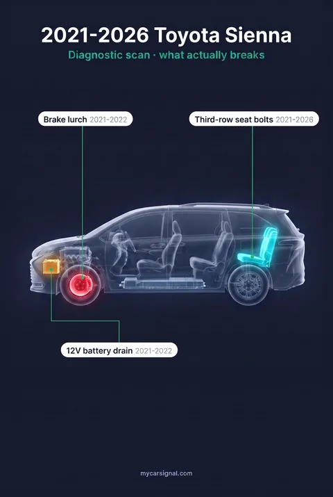 2021–2026 Toyota Sienna cutaway diagram of its documented faults